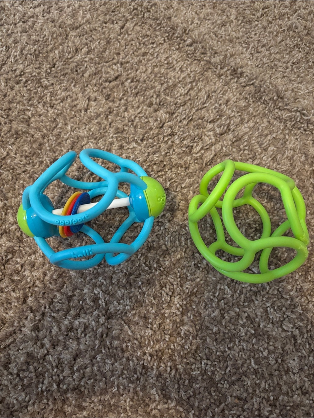 Baby Teething Rattle Ball - Blue & Green